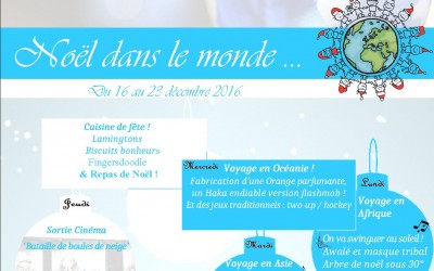 Programme des vacances de Décembre 2016